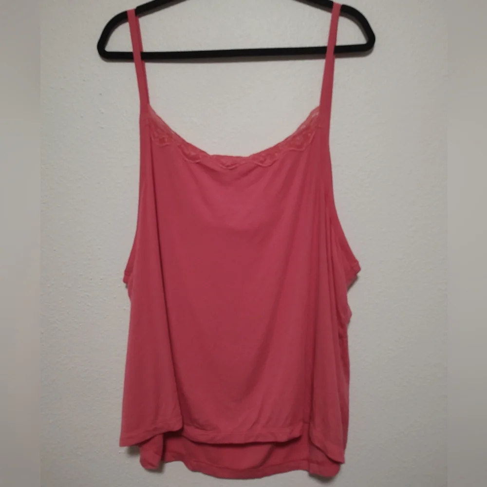 Auden Pink Tank Top & Tie Waist Shorts Lace Accent Sleep Lounge Set Size 3X - Picture 4 of 15